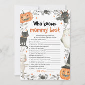 Halloween Wer Mommy Best Baby Shower Game kennt Einladung (Vorderseite)
