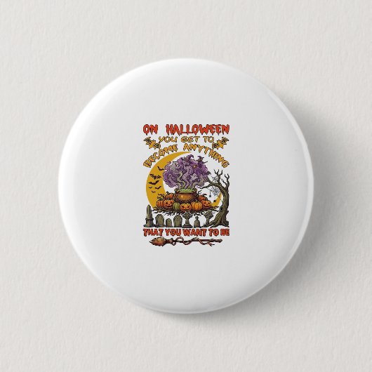 Halloween Werde Alles Kessel Katze Geist Kürbis Button (Vorderseite)
