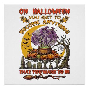Halloween Werde Alles Kessel Katze Geist Kürbisse Poster