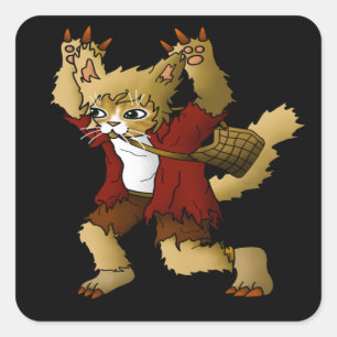 Halloween Werewolf Cat Quadratischer Aufkleber