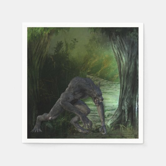 Halloween Werewolf Dark Forest Serviette (Vorderseite)