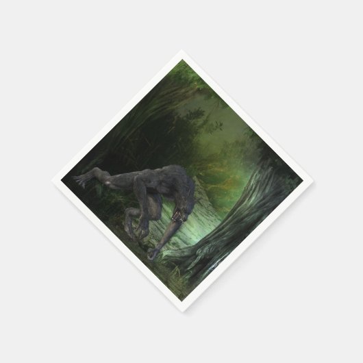 Halloween Werewolf Dark Forest Serviette (Ecke)