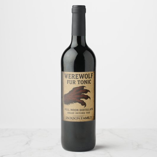 Halloween Werewolf Fur Tonic Potion Weinlabel Weinetikett (Vorderseite)