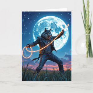 Halloween Werewolf Lassoing a Vollmond Karte