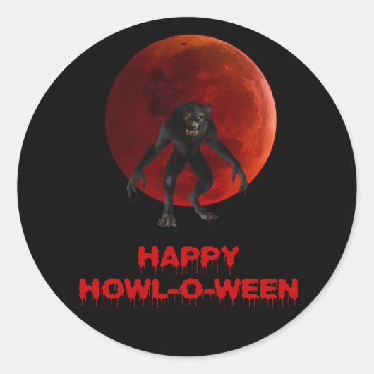 Halloween Werewolf Lycan Red Blood Moon Dripping Runder Aufkleber (Vorderseite)