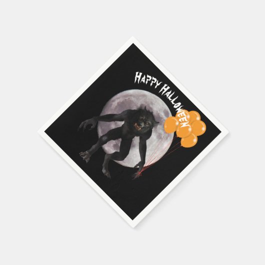 Halloween Werewolf mit Balloons Serviette (Ecke)