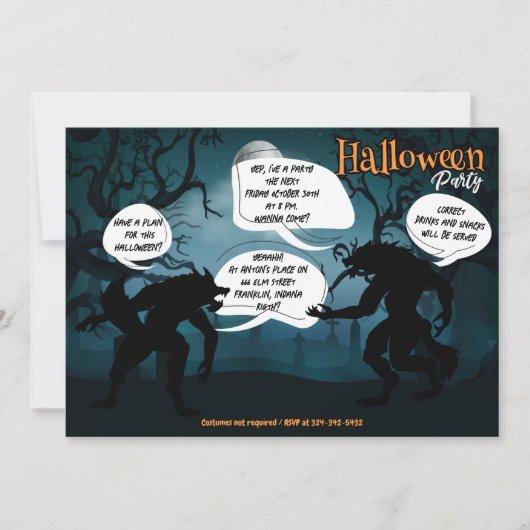 Halloween Werewolf-Party Einladung (Vorderseite)