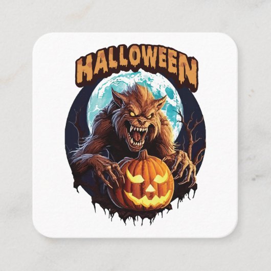 Halloween Werewolf Quadratische Visitenkarte (Vorderseite)