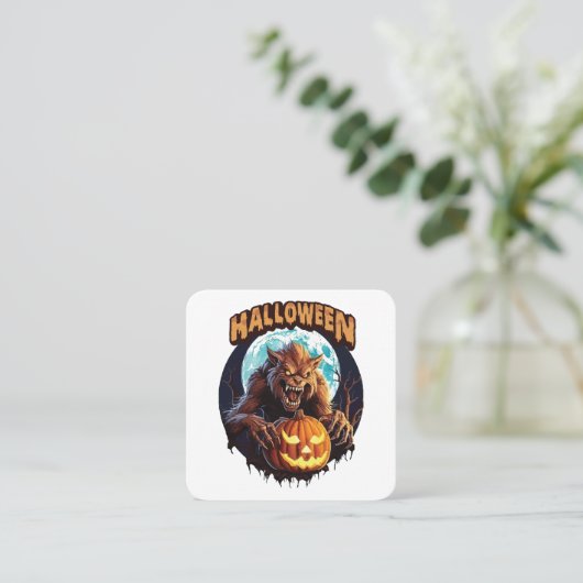 Halloween Werewolf Quadratische Visitenkarte (Stehend Vorderseite)