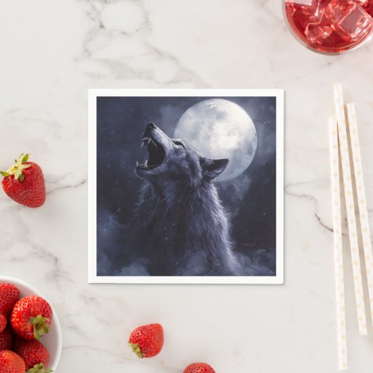 Halloween Werewolf Wolf Howling Moon Serviette (Beispiel)