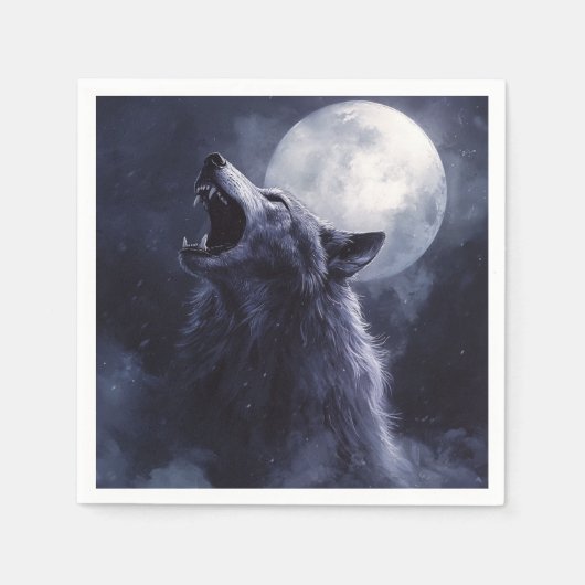 Halloween Werewolf Wolf Howling Moon Serviette (Vorderseite)