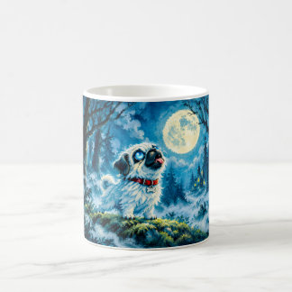 Halloween Werwolf-Mops heult den Mond an Kaffeetasse