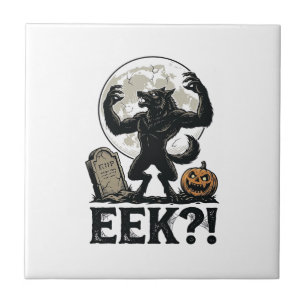 Halloween-Werwolf-Shirt Vintage-Gravur Mond Gr Fliese
