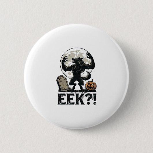 Halloween-Werwolf-Shirt Vintage-Mond-Prägung Button (Vorderseite)