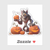 Halloween Werwolf und Kürbis Aufkleber (Blatt)