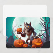 Halloween Werwolf und Kürbis Einladung (Vorne/Hinten)