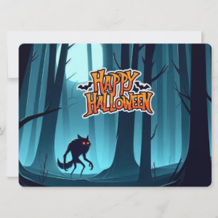 Halloween Werwolf und Kürbis Einladung