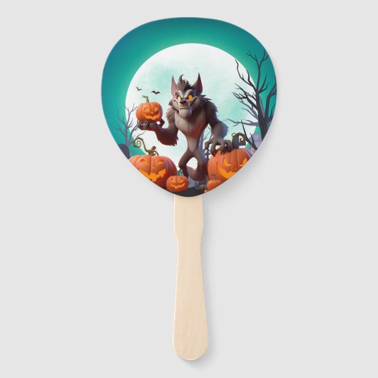 Halloween Werwolf und Kürbis Fächer (Vorderseite)