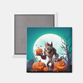 Halloween Werwolf und Kürbis Magnet (Vorderseite/Rückseite)