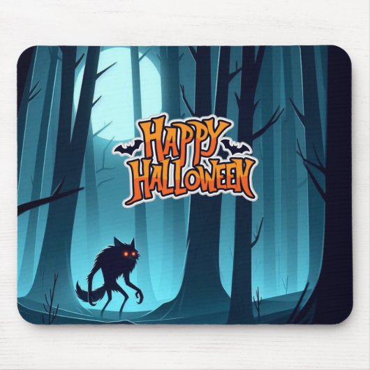 Halloween Werwolf und Kürbis Mousepad (Vorne)