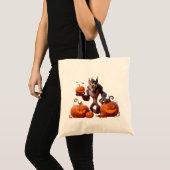 Halloween Werwolf und Kürbis Tragetasche (Vorderseite (Produkt))