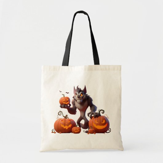 Halloween Werwolf und Kürbis Tragetasche (Vorne)