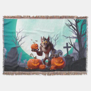 Halloween-Werwolf und Kürbisse Decke