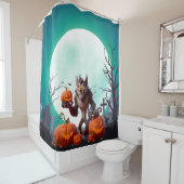 Halloween-Werwolf und Kürbisse Duschvorhang (Beispiel)