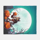 Halloween-Werwolf und Kürbisse Fleecedecke (Vorderseite (Horizontal))