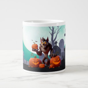 Halloween-Werwolf und Kürbisse Jumbo-Tasse