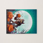 Halloween-Werwolf und Kürbisse Puzzle (Horizontal)
