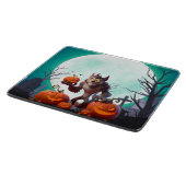Halloween-Werwolf und Kürbisse Schneidebrett (Ecke)