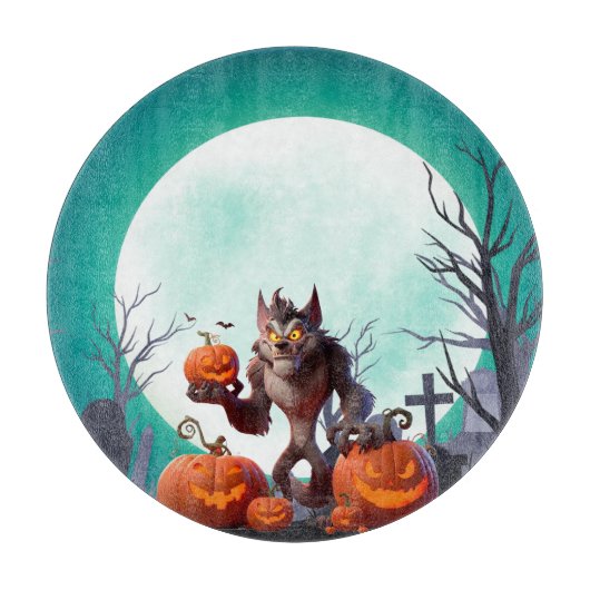 Halloween-Werwolf und Kürbisse Schneidebrett (Vorderseite)