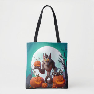 Halloween-Werwolf und Kürbisse Tasche