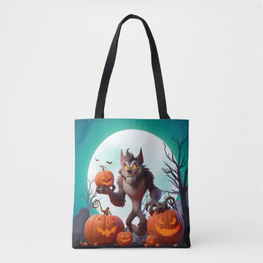 Halloween-Werwolf und Kürbisse Tasche (Vorderseite)