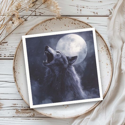 Halloween Werwolf Wolf Heulender Mond Serviette