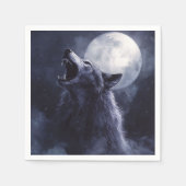 Halloween Werwolf Wolf Heulender Mond Serviette (Vorderseite)