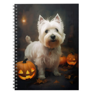 Halloween West Highland White Terrier Kürbisse Notizblock