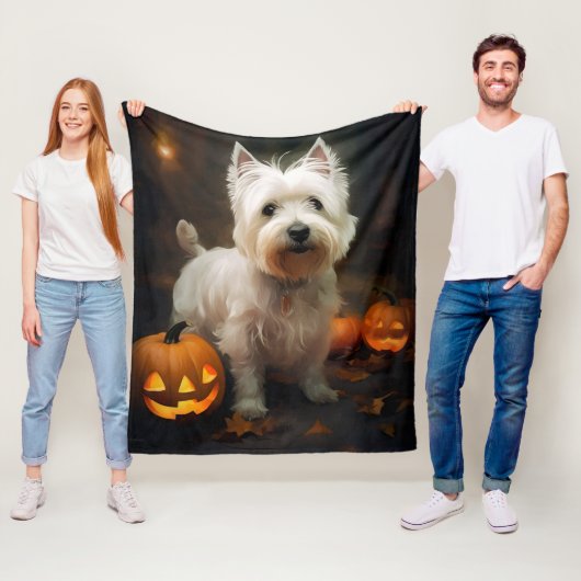 Halloween West Highland White Terrier Pumpkins Fleecedecke (Beispiel)