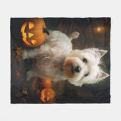 Halloween West Highland White Terrier Pumpkins Fleecedecke (Vorderseite (Horizontal))