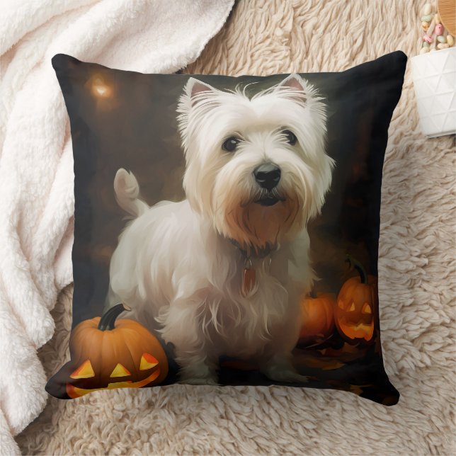 Halloween West Highland White Terrier Pumpkins Kissen (Decke)