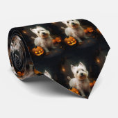 Halloween West Highland White Terrier Pumpkins Krawatte (Gerollt)