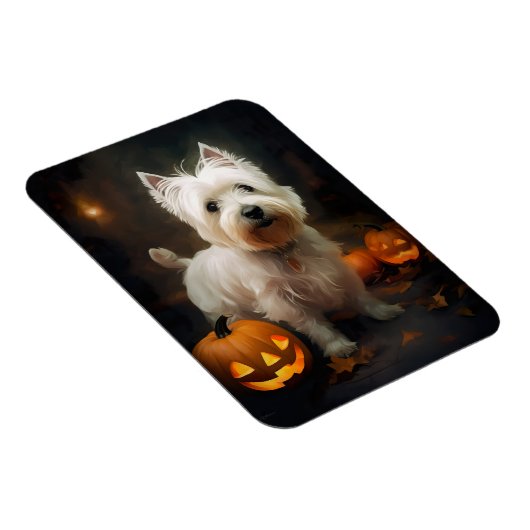 Halloween West Highland White Terrier Pumpkins Magnet (Rechte Seite)