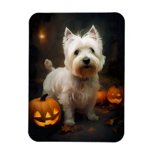 Halloween West Highland White Terrier Pumpkins Magnet