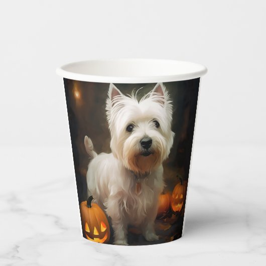 Halloween West Highland White Terrier Pumpkins Pappbecher (Vorderseite)