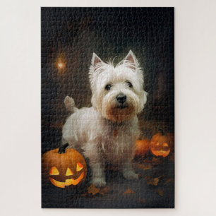 Halloween West Highland White Terrier Pumpkins Puzzle
