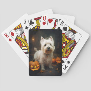 Halloween West Highland White Terrier Pumpkins Spielkarten