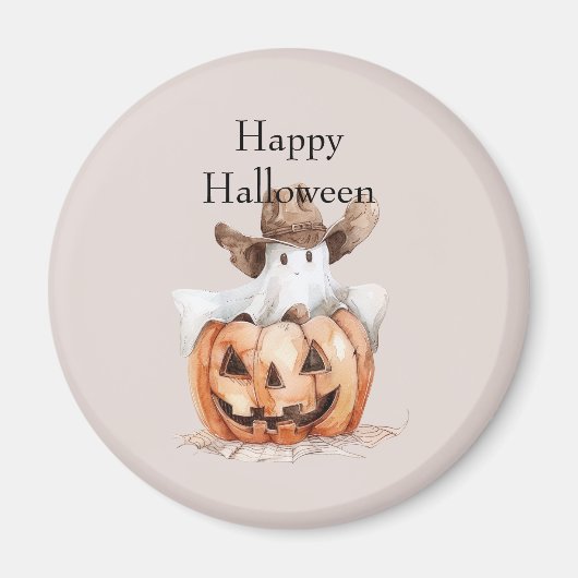 Halloween Western Brown Cowboy Ghost Pumpkin Magnet (Vorne)
