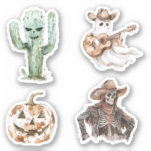 Halloween Western Cowboy Cowgirl Cactus Aufkleber (Vorderseite)