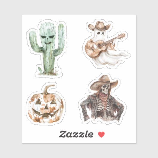 Halloween Western Cowboy Cowgirl Cactus Aufkleber (Blatt)